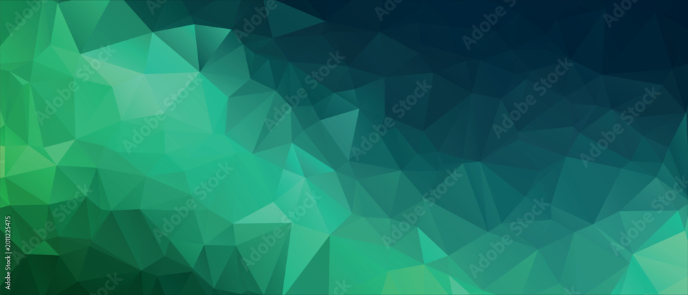 Obraz premium Abstract Green Low Poly Vector Background with Geometric Triangle Mesh Pattern