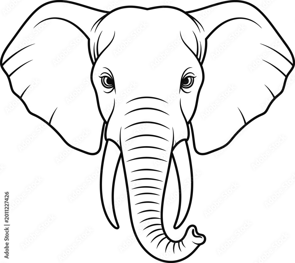 Fototapeta premium Line art elephant with balloon minimalist illustration