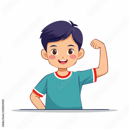 Cartoon Boy Flexing Bicep