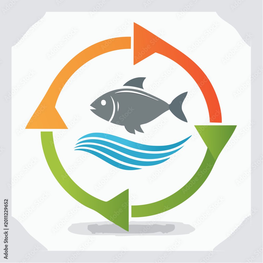 Obraz premium Fish and Water Cycle Icon