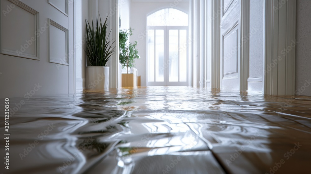 Fototapeta premium Flooded interior hallway of a modern house