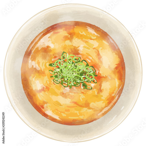 リアルな「けいらんうどん」の俯瞰イラスト