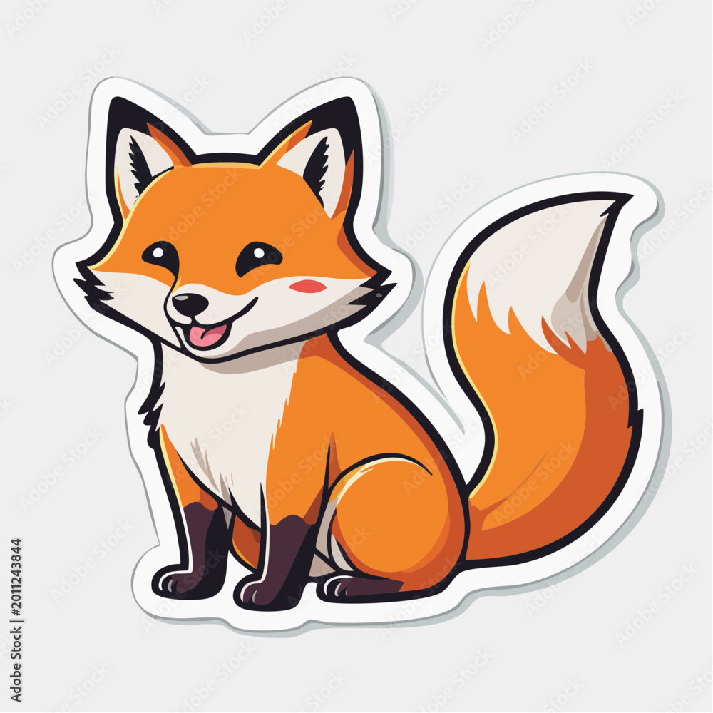 Fototapeta premium Cute cartoon fox sticker