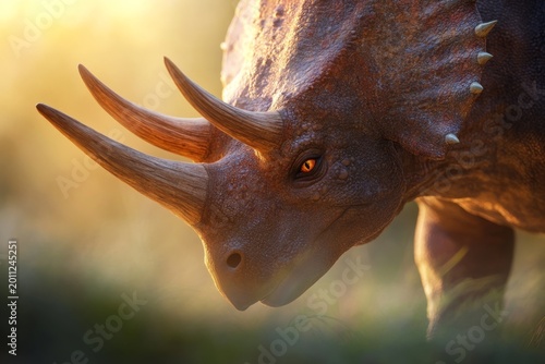 Majestic dinosaur in sunlit landscape for educational and design projects