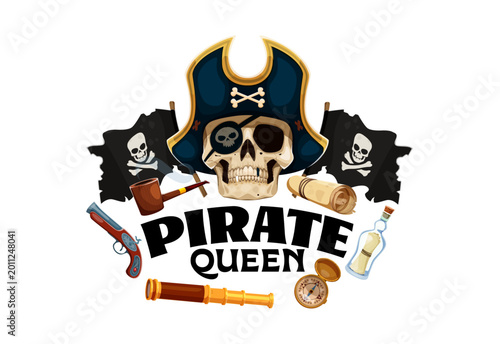 Foto Pirate queen t-shirt print with corsair quote