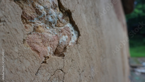 Bilde på lerret Close-up of earthen wall in traditional ethnic minority house in Vietnam, mud wa