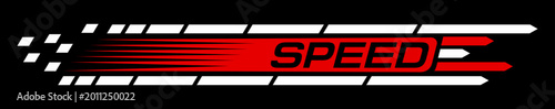 Race car, drift racing sport sticker or patch. Car road race championship emblem sticker, speed drive vector label. Rally racing competition tag or patch with white and red arrows and speed text