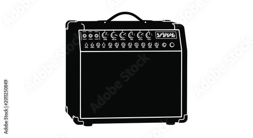 Fotografía Guitar amplifier silhouette against a white background