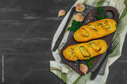 Slika na platnu Fresh baked garlic bread, gluten free buns