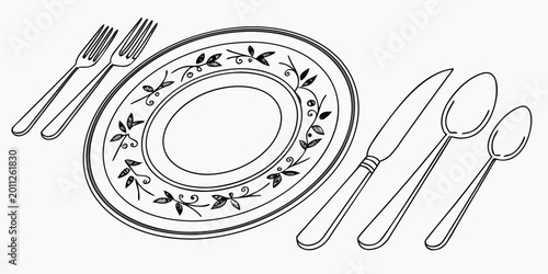 Foto elegant table setting with plate and utensils