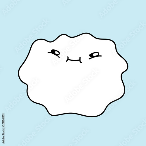 Cute funny cloud face cartoon, simple doodle character