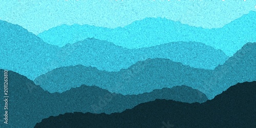 Schilderij op canvas Abstract blue background featuring vector waves and a torn paper texture creating a minimalist mountain landscape design with water patterns and scenery
