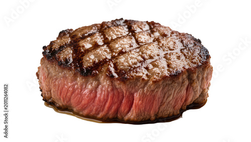 Εκτύπωση καμβά Juicy grilled beef steak with grill marks, isolated on transparent background