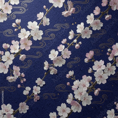 Sakura Zen: Traditional Japanese Indigo Floral Seamless Pattern