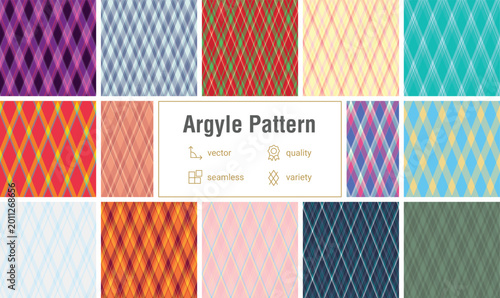 Schilderij op canvas Vintage argyle pattern set tailored for gift packaging