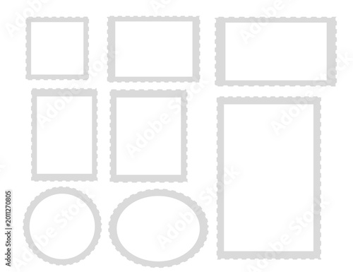 Set of vintage frames.Blank postage stamp.Borders templates.Blank frames for mail letter.paper postmarks isolated on background.Sign, symbol, icon and logo.Flat design.Graphic.Vector illustration.