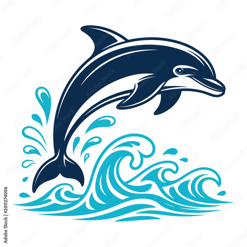 Obraz premium Happy dolphin jumping over ocean waves