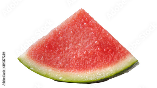Foto Juicy red watermelon slice with green rind, isolated on transparent background