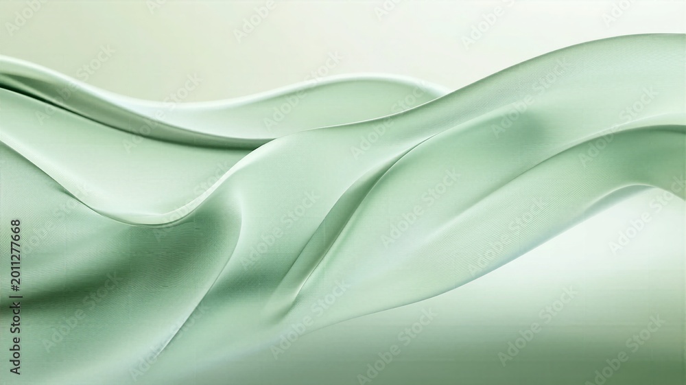 Obraz premium Elegant luxury silk satin texture in soft mint green draped in organic smooth wave folds