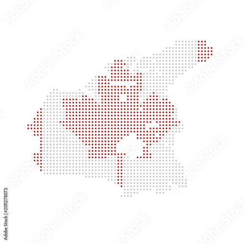 Canada dotted map with flag color