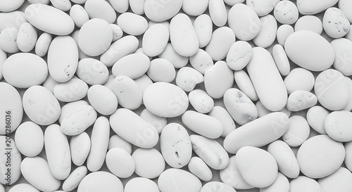 Smooth White Pebble Stones Arranged in Minimal Abstract Background