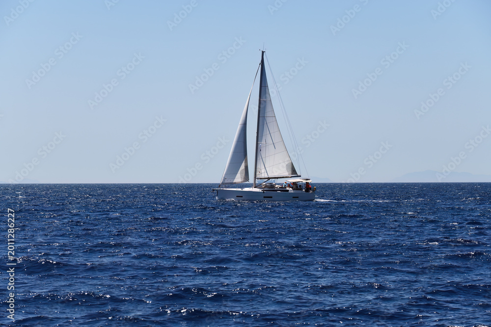Fototapeta premium Sailing ship yacht in Aegean Sea. Turkey