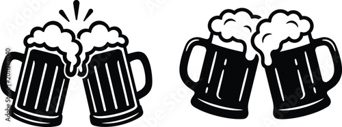 Photography Clinking Beer Mugs Toast Icon Set