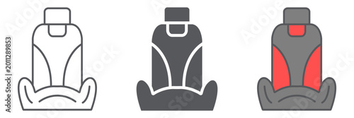 Car seat line icon, auto and part, car armchair sign, vector graphics, a linear pattern on a white background.