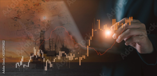 Schilderij op canvas Concept of global oil market fluctuations and energy crisis