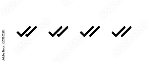 Double check icon set. Message seen symbol. Two tick sign
