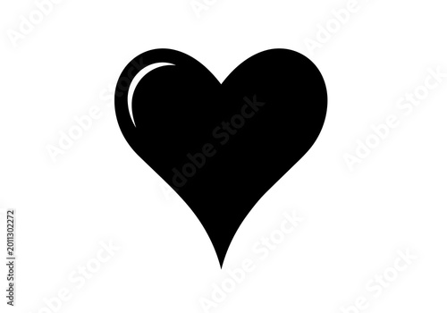 Photos Glossy black heart shape, isolated on transparent background