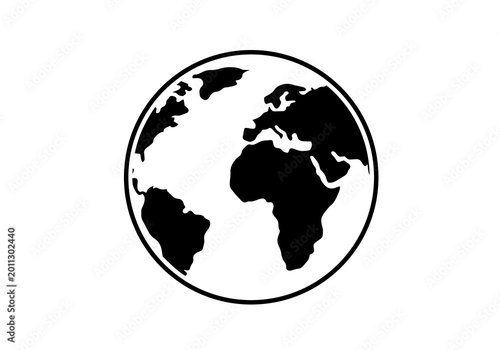 Fototapeta premium Black silhouette of planet Earth with continents, isolated on transparent background