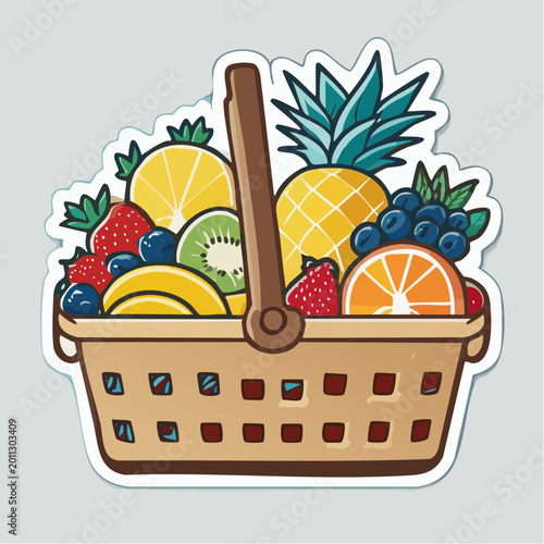Assortment of Fresh Fruits in a Woven Basket