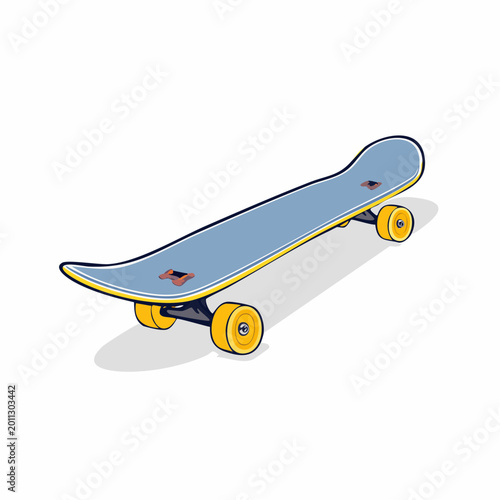 Blue Skateboard with Yellow Wheels