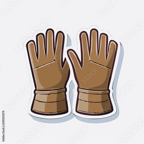 Brown Leather Gloves Illustration