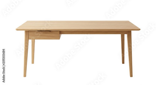 Foto Modern oak wood office desk with drawer