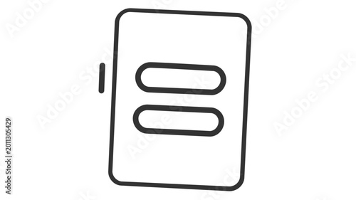 Minimalist vector icon illustration of a digital form or document with input fields. Clean black line art design for business, technology, and web UI applications. Scalable graphic.