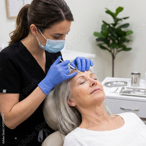 Beautician Injecting Botox into Older Woman’s Face