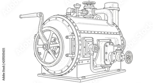 Fotografie Industrial steam engine machine component.