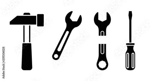 Slika na platnu Black icons of common hand tools.