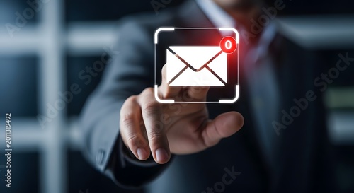Email notification concept with businessman and zero unread messages