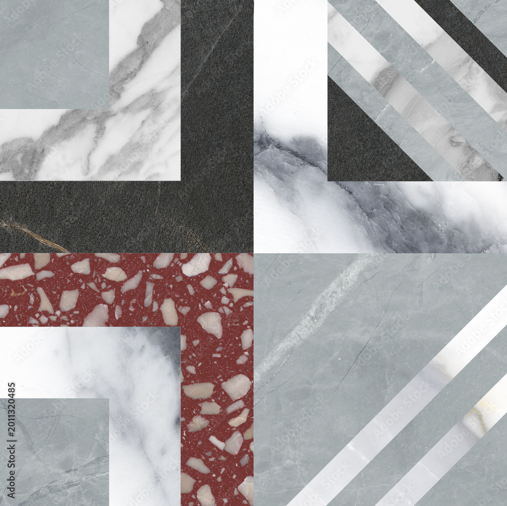 Naklejka premium Geometric Marble & Stone Tile Pattern
