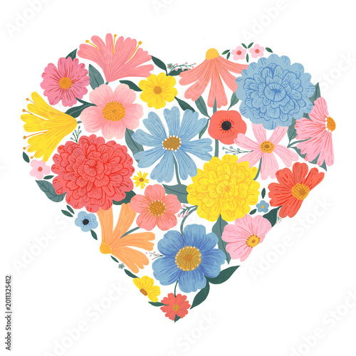 Hand painted floral heart