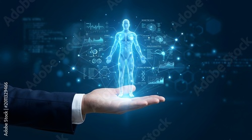 Human Body Scan Futuristic Healthcare Digital Technology Innovation Concept
