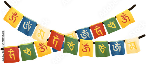 Tableau sur toile Buddhist Prayer Flags Illustration