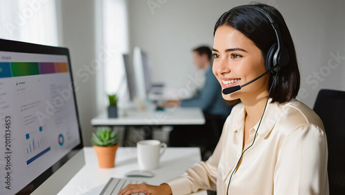 Customer Service Representative with Headset