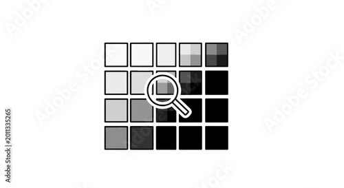 Foto Magnifying glass on grayscale squares.