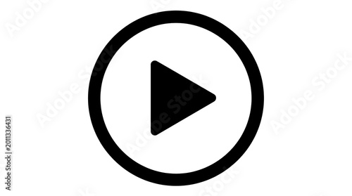 Black play button icon isolated on transparent background
