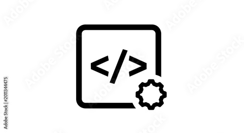 Foto Coding symbol with gear icon.