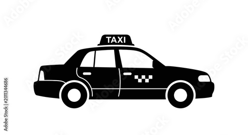 Cuadro en lienzo Black silhouette of a taxi car.